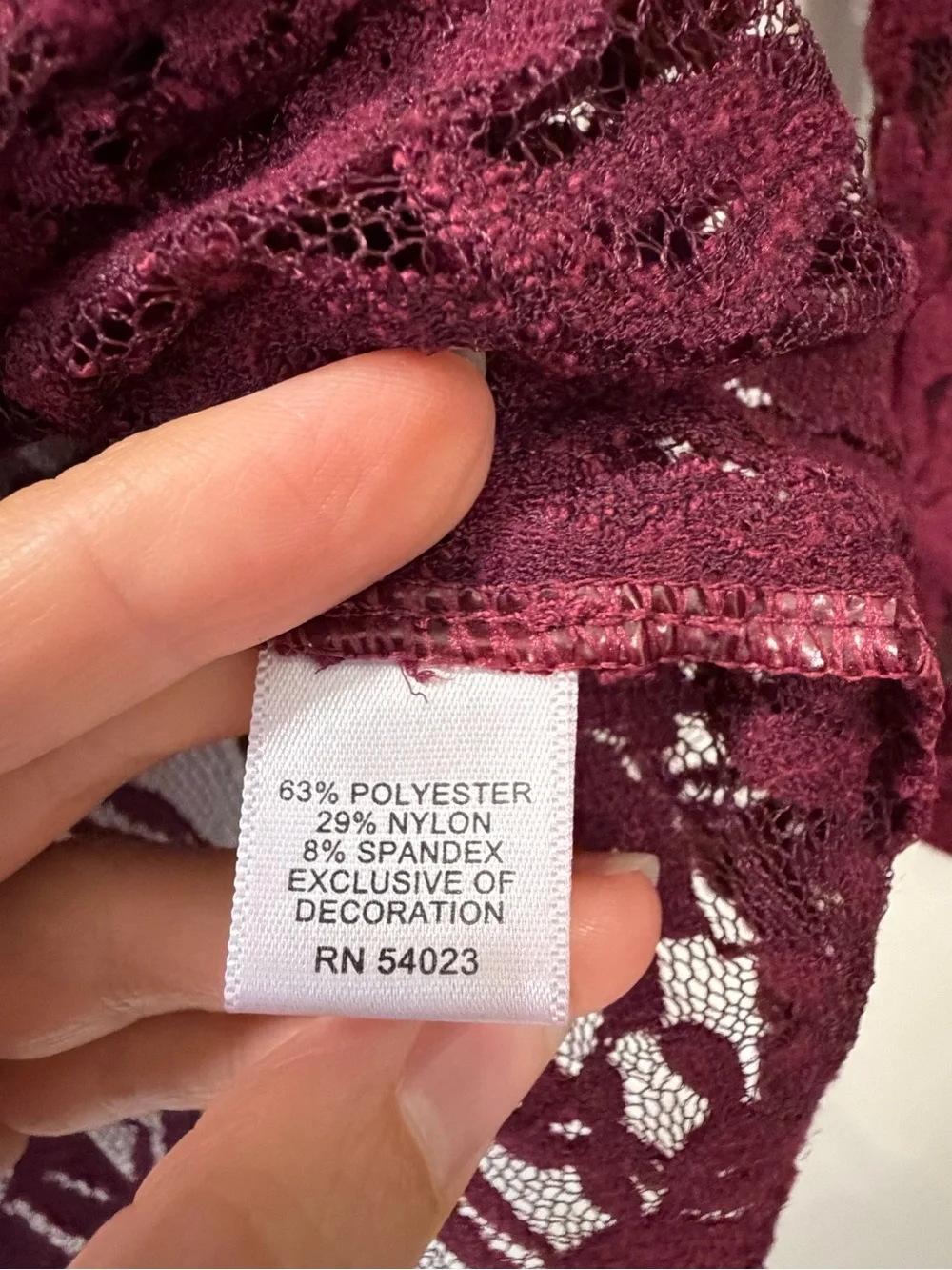 Banana Republic Women's Burgundy Floral Lace Long Sleeve Top